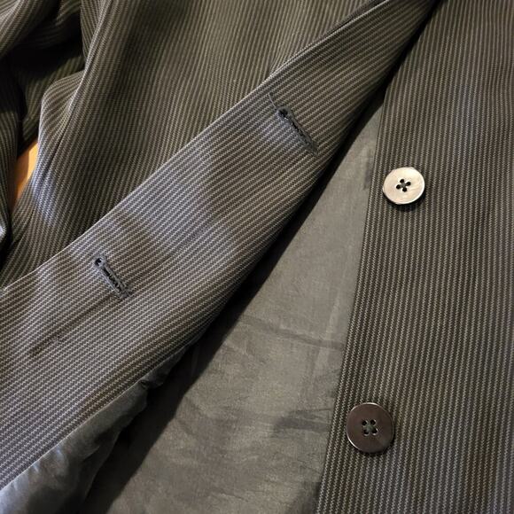 DKNY Donna Karen Wool Mandarin Collar Invisible Button Pinstripe Coat 8 - Picture 4 of 11